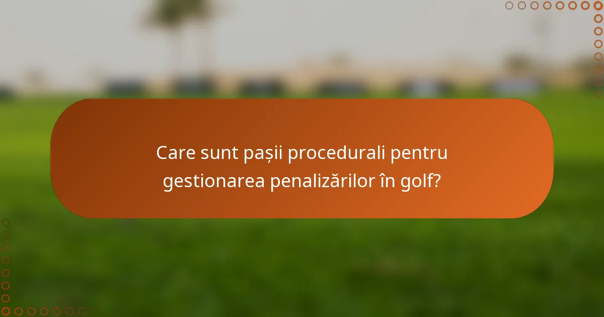 Care sunt pașii procedurali pentru gestionarea penalizărilor în golf?