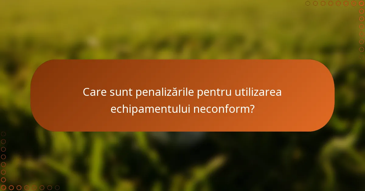 Care sunt penalizările pentru utilizarea echipamentului neconform?