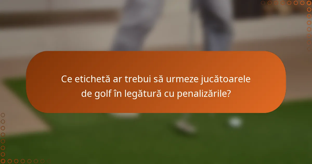 Ce etichetă ar trebui să urmeze jucătoarele de golf în legătură cu penalizările?