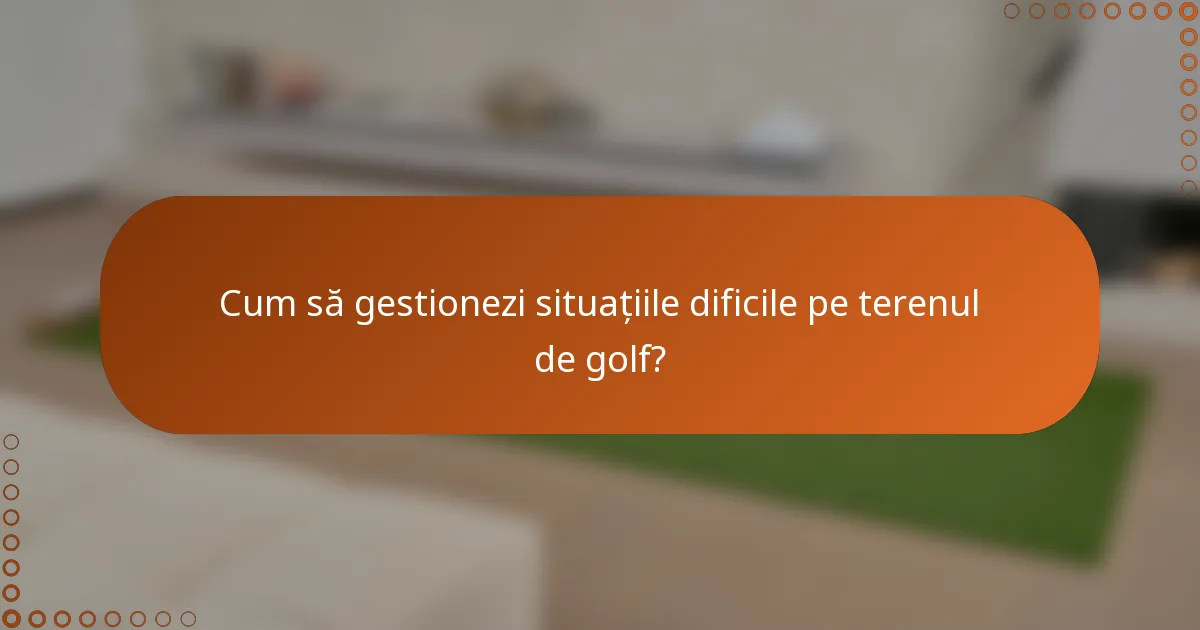 Cum să gestionezi situațiile dificile pe terenul de golf?