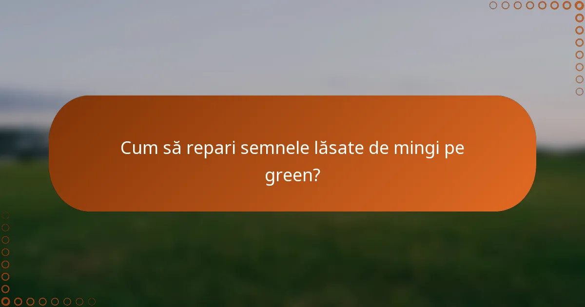 Cum să repari semnele lăsate de mingi pe green?